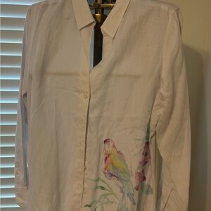 Tommy Bahama, white linen, coastal jungle shirt